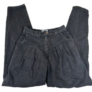 Cherokee 90s Black Jeans 80s high rise mom‎ bareback retro pleated loose western